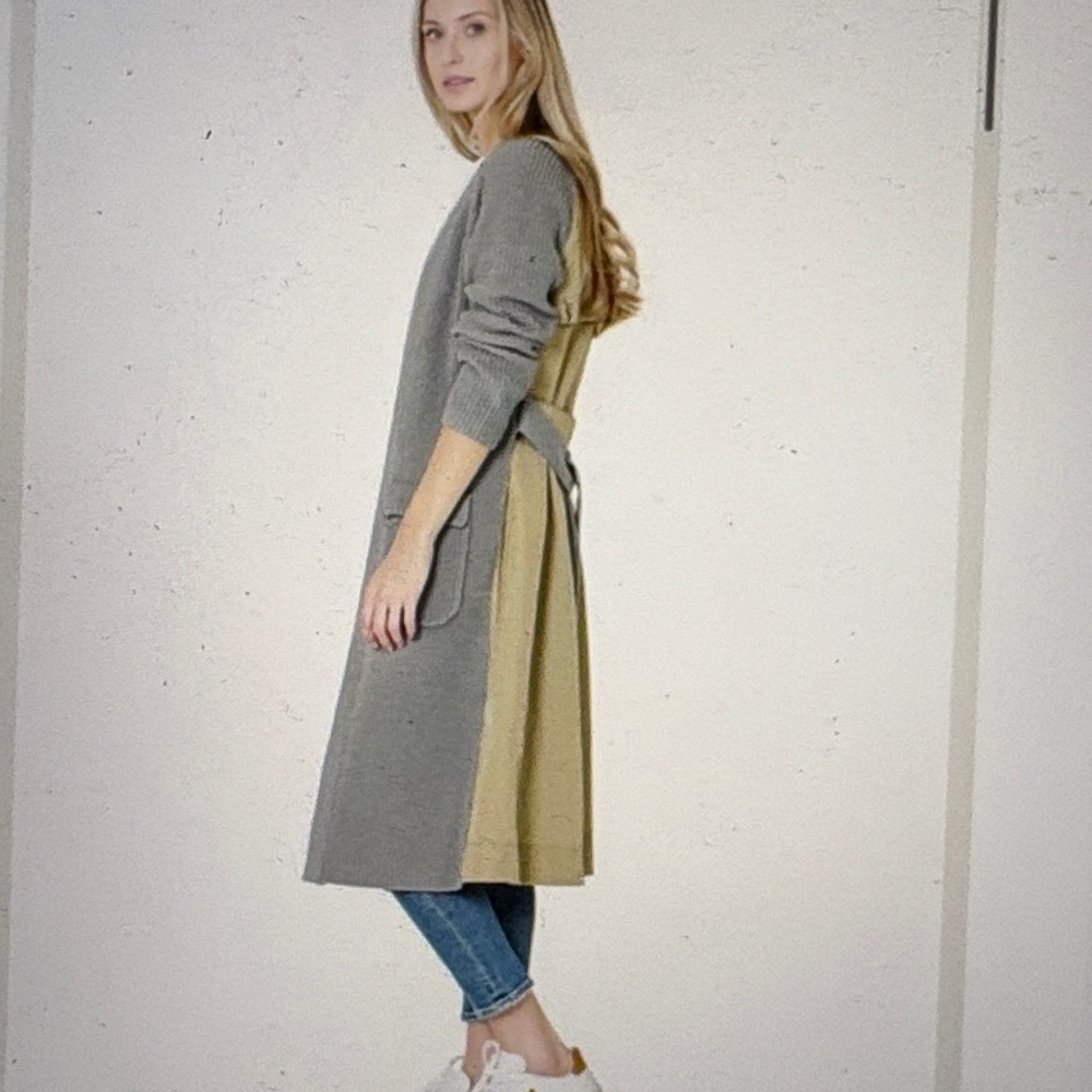 Veronica Beard Pearl Mixed Media Trench Cardigan in Grey Melange S - Picture 4 of 14